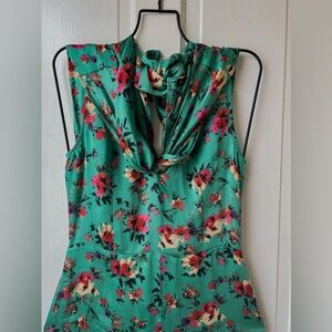 LIGHTLY ZARA Floral Satin Tie Pant Jumpsuit